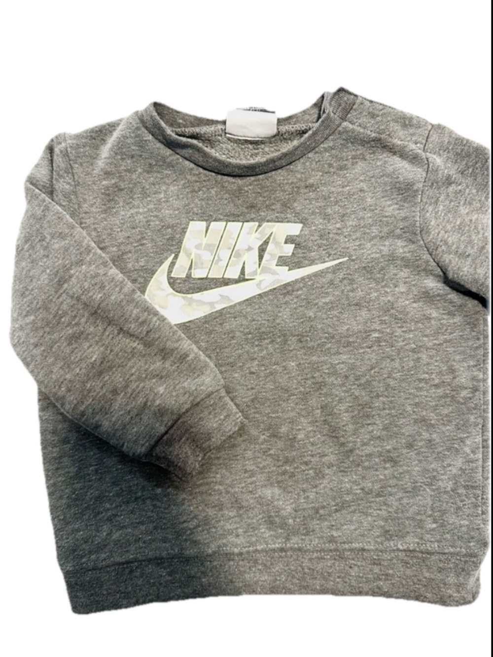 Nike Grey Kids Sweatshirt with Camo Swoosh